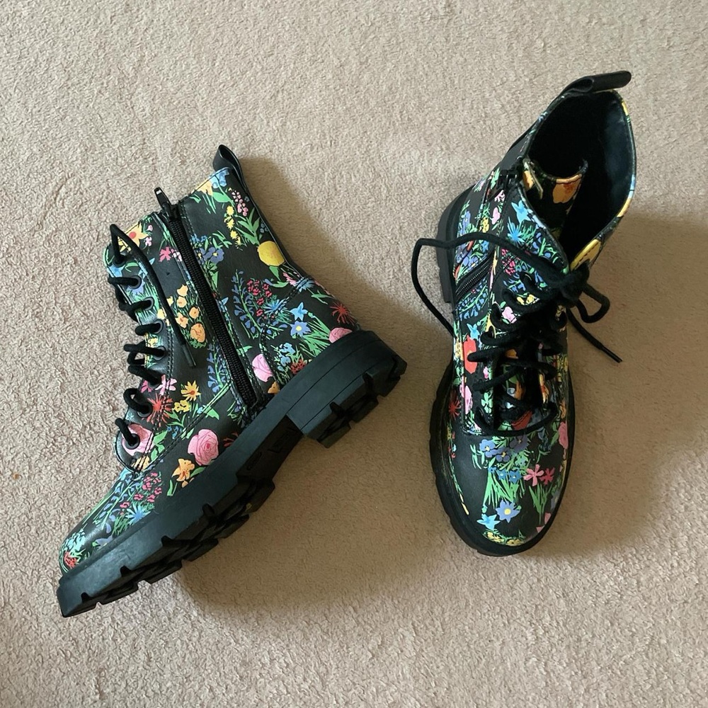 No Boundaries Black Floral Heeled Boots